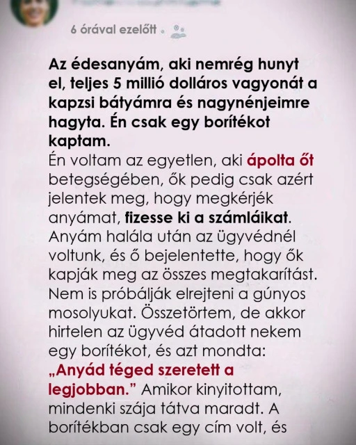 Anyam csak egy boritekot hagyott ram