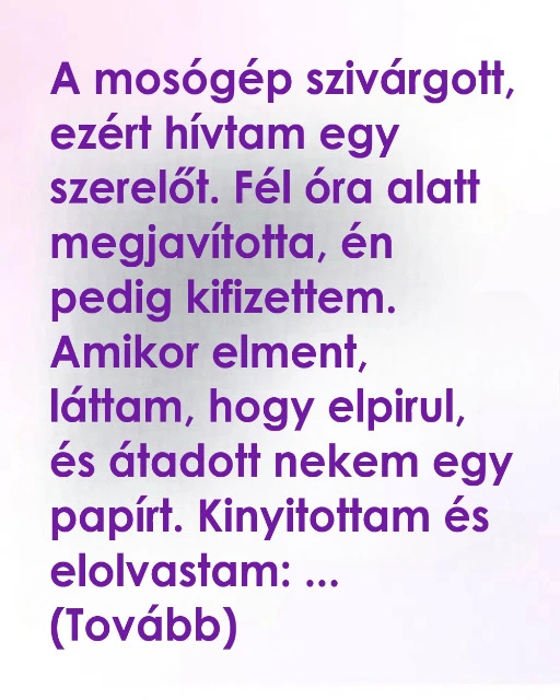 szerelo adott nekem egy cetlit